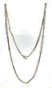 Sterling Silver Double Rolo Chain With Brushed Tube Stations Chain