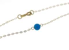 Nice Yellow Gold Blue Bead Station Necklace