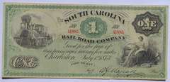 $1 1873 South Carolina Railroad Company Note