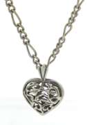 Sterling Silver Figaro Chain with Heart Pendant