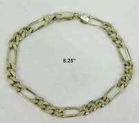Italian Sterling Figaro Bracelet, Unisex 8.25 In
