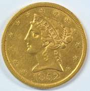 Super lovely 1852 No Motto $5 Liberty Gold Piece