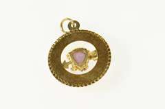 14K Yellow Gold My Valentine Retro 1960's Sim. Amethyst Pendant