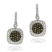 Sterling Silver 2/5ct TDW Champagne Diamond Dangle Earrings