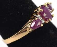 Sweet Ruby & Diamond Ring in 14KT Yellow Gold