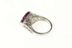 Sterling Silver 10.04 Ctw Natural Oval Ruby Diamond Filigree Ring