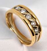 Man's White & Yellow Gold Diamond Band