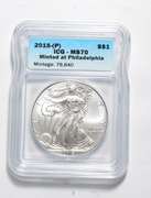 MS70 2015(P) American Silver Eagle - Minted At Philadelphia - ICG
