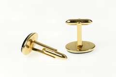 14K Yellow Gold Oval Black Onyx Classic Retro Cuff Links