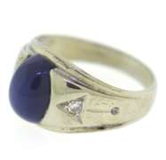 Fantastic Oval Cab Blue Linde Sap and Diamond Ring