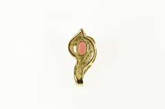 10K Yellow Gold Garnet Diamond Accent Wavy Statement Pendant