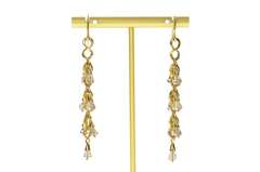 18K Yellow Gold Ornate Smoky Quartz Fringe Dangle Hook Earrings