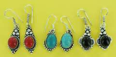 Silver and Natural Stone Earrings