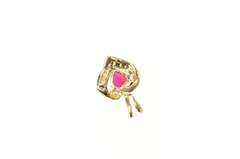 10K Yellow Gold Heart Syn. Ruby Diamond Accent Love Symbol Pendant