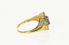 10K Yellow Gold Oval Tanzanite Halo Diamond Accent Cocktail Ring