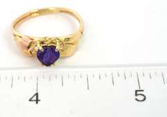 Ornate Heart-Cut Amethyst Ring in 14KT Yellow Gold