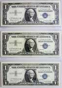 (3) Gem Crisp 1957B $1 Star Replacement Silver Certificates-Consecutive!