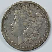 Very sharp 1892-S Morgan Silver Dollar in XF. Key date