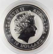 2000 Australia 10 Dollars - 10 Oz. .999 Fine Silver Kookaburra