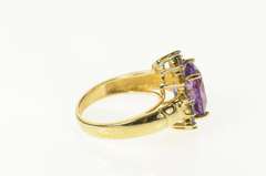 10K Yellow Gold Amethyst Tanzanite Halo Cocktail Statement Ring