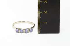 14K White Gold Oval Tanzanite Diamond Wedding Band Ring