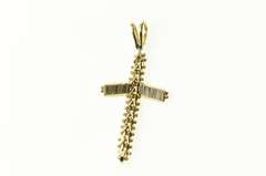 14K Yellow Gold Squared Chain Link Cross Christian Faith Pendant
