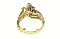 18K Yellow Gold 0.73 Ctw Marquise Diamond Ruby Engagement Ring