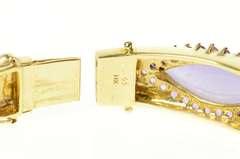 14K Yellow Gold Jade Amethyst Halo Diamond Cluster Bangle Bracelet