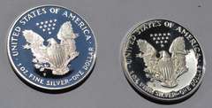 1987 S & 1998 Silver Eagles With Box Paper