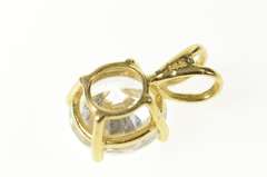 14K Yellow Gold Round Classic Solitaire Simple Cubic Zirconia Pendant