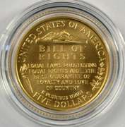 1993 Bill of rights 3-Coin Proof Set with $5 Gold. COA