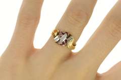 18K Yellow Gold 0.73 Ctw Marquise Diamond Ruby Engagement Ring
