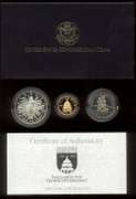 1989 Congressional 3-Coin Proof Set with $5 gold. COA