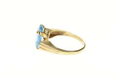 10K Yellow Gold Emerald Cut Blue Topaz Solitaire Statement Ring