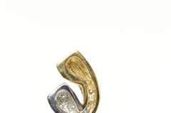 10K Yellow Gold Two Tone Diamond Spiral Curvy Statement Pendant