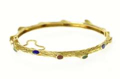 18K Yellow Gold Tree Branch Nature Motif Enamel Bangle Bracelet