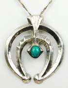 Early Navajo Sterling Sandcast Turquoise Naja & Chain