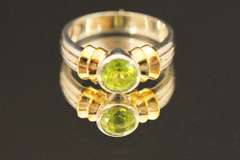 Sleek 2-Tone Ring with Natural Peridot