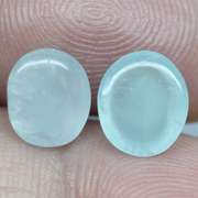 Frosty 3.90ct pair of Aquamarine cabochons