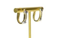 14K Yellow Gold 0.60 Ctw Princess Diamond Oval Hoop Earrings