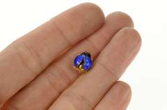 Gold Filled Blue Enamel Ornate Retro Lady Bug Dress Pin/Brooch