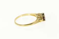 10K Yellow Gold Diamond Garnet Three Stone Classic Ring