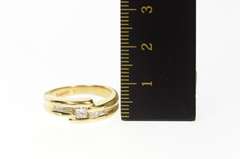 14K Yellow Gold 0.47 Ctw Princess Diamond Baguette Bypass Ring
