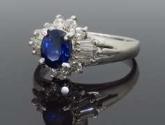 Platinum Sapphire & Diamond Ballerina Ring