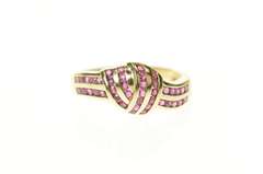 14K Yellow Gold Ruby Channel Knot Design Statement Ring