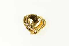 18K Yellow Gold Princess Amethyst Curvy Designer Heart Pendant
