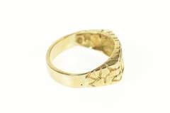 10K Yellow Gold Textured Nugget Dad Father's Day Diamond Ring