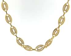 Fancy 18kt YG Openwork Oval Link Chain Necklace