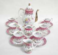 The pink Bouquet 17pcs Porcelain Tea Set