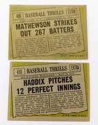 2 Topps 1961 Baseball Thrills Cards